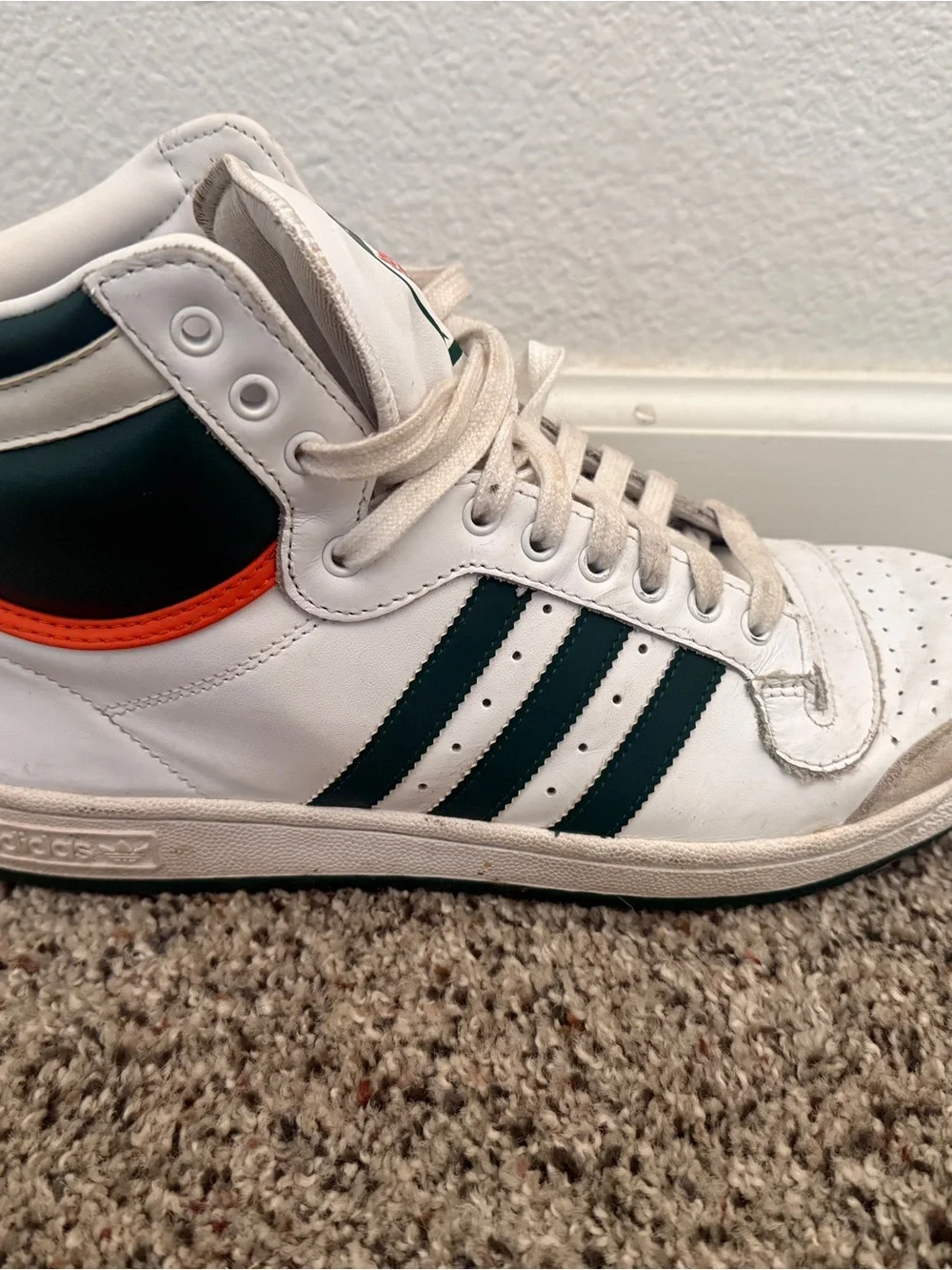 Adidas White High-Top Sneakers with Cream Interior Labeling